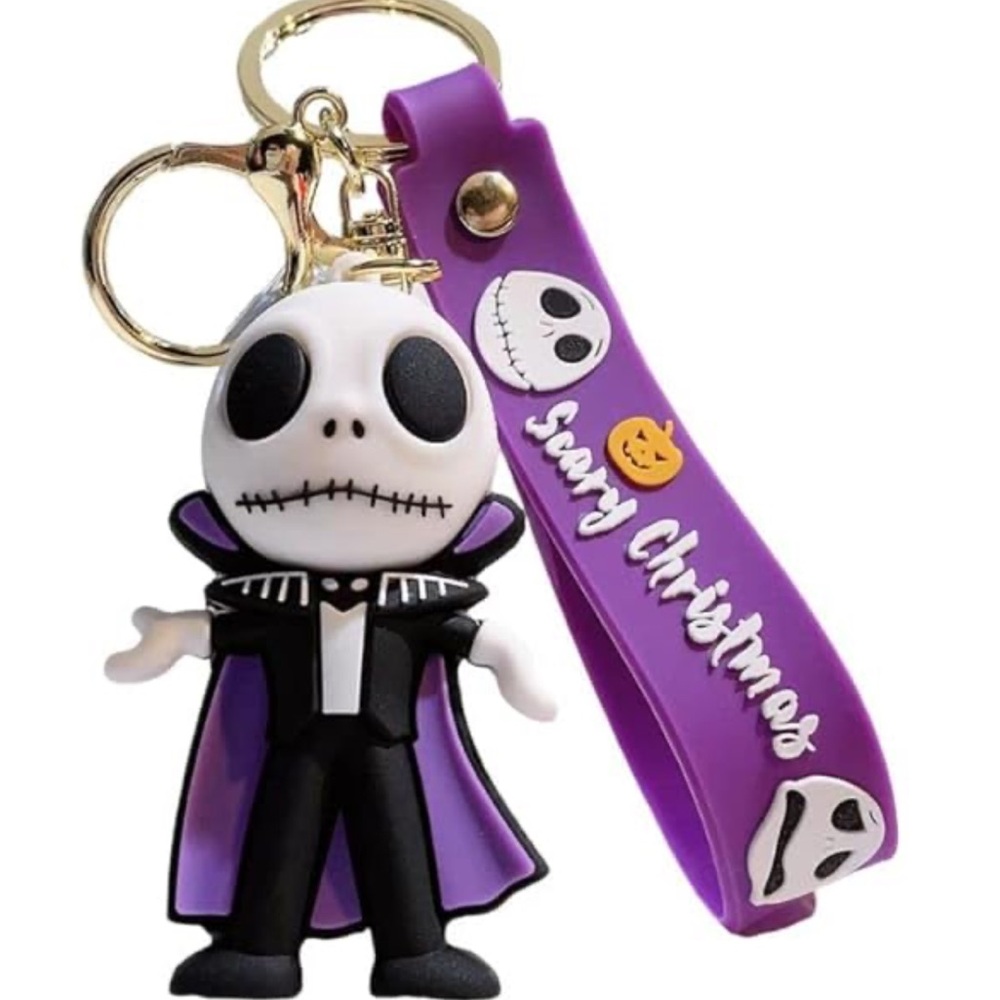 Nightmare Before Christmas Jack Skellington 3D Silicone Keychain NEW